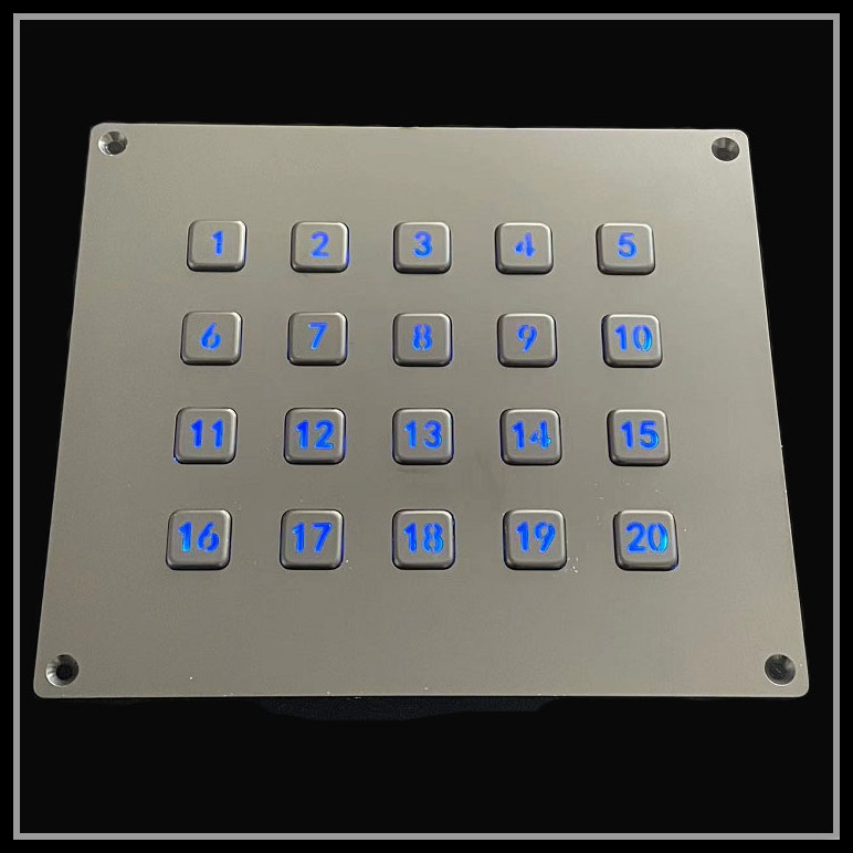 Black Panel Backlit Numeric Keypad Stainless Steel Metal Translucent LED Lighted Keypad